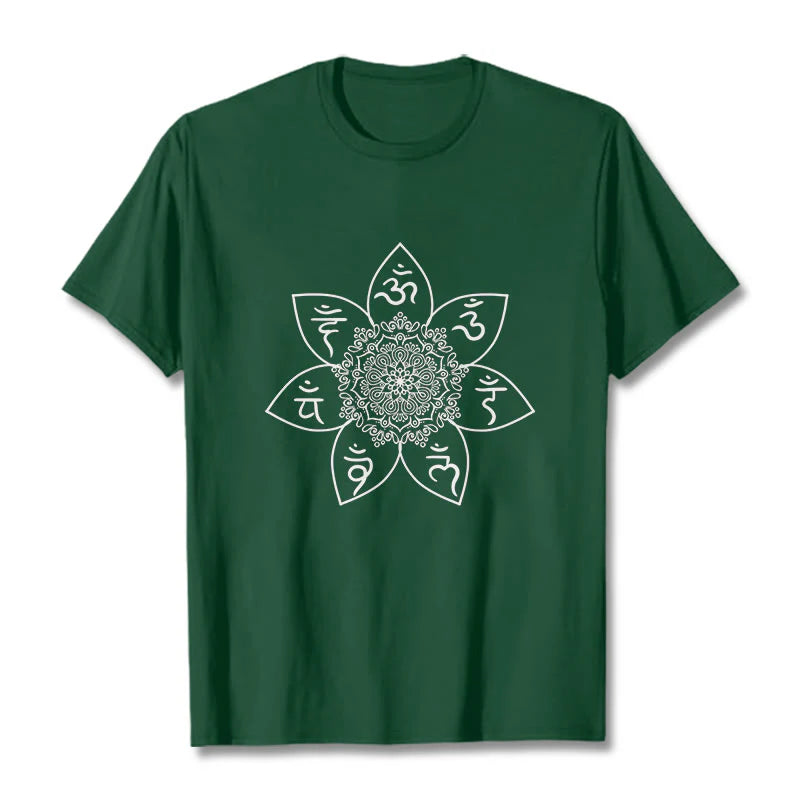 Buddha Stones Mandala Om Mani Padme Hum Pattern Tee T-shirt