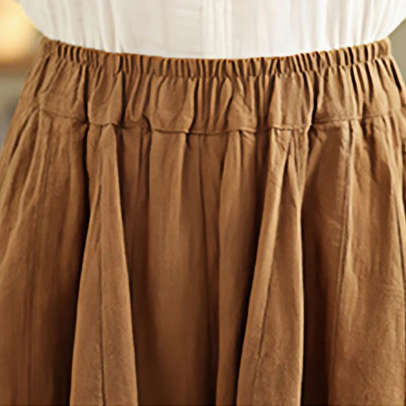 Buddha Stones Vintage Patchwork Lantern Design Cotton Linen Women's Wide Leg Pants With Pockets