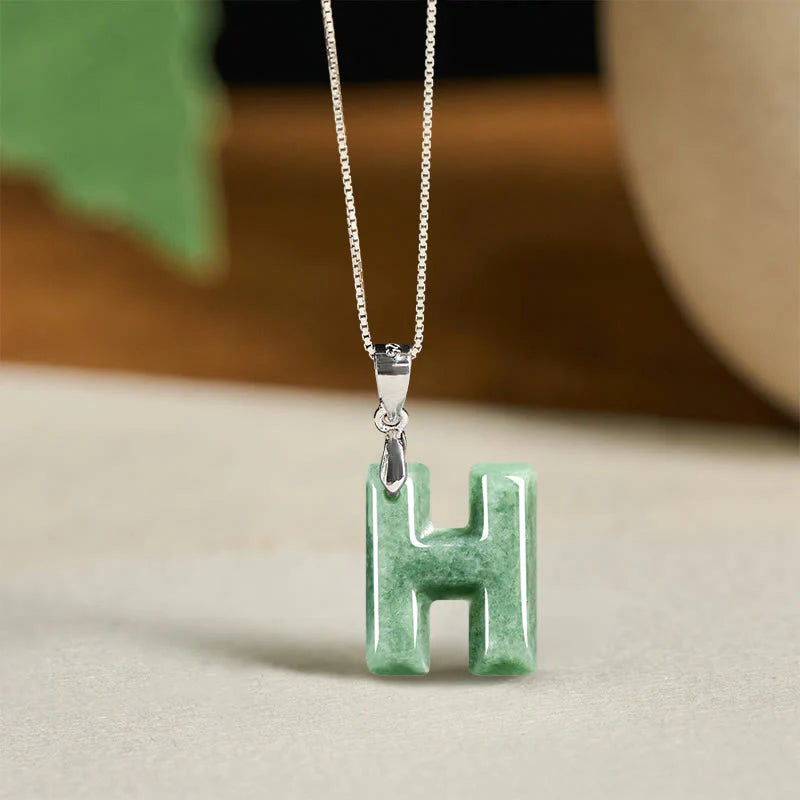 Buddha Stones May You Find Your Own Meaning Natural A-Z Letter Jade Titanium Steel Chain Necklace Includes Gift Message Card