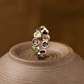Buddha Stones Jade South Red Agate Copper Coin Prosperity Luck Open Ring