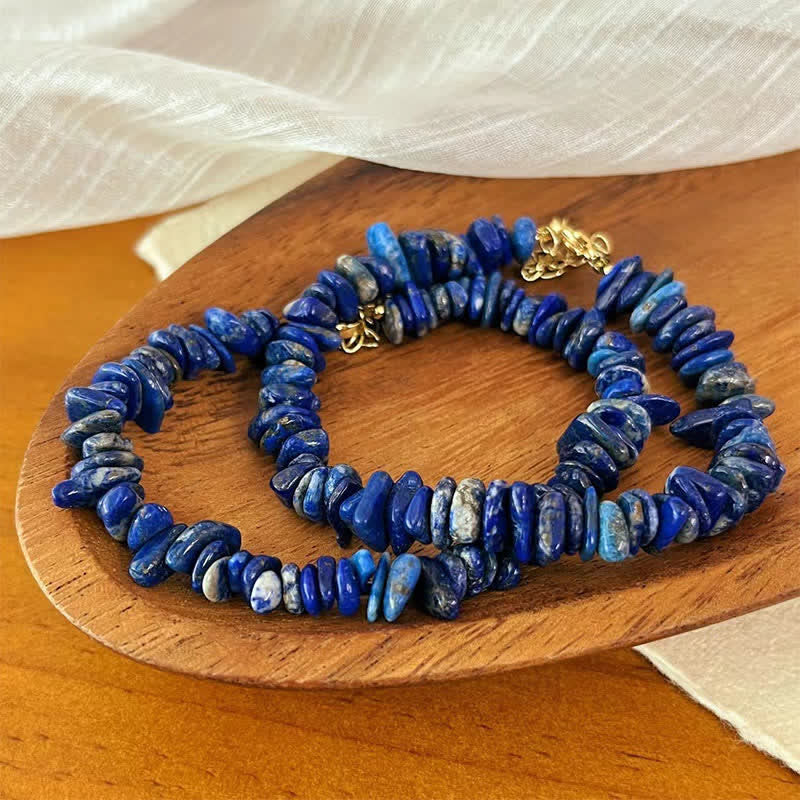 Buddha Stones Natural Irregular Design Lapis Lazuli Lazurite Positive Bracelet