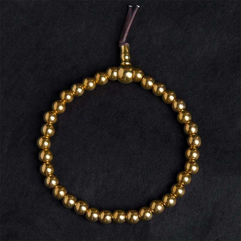 Buddha Stones Tibetan Retro Pure Copper Brass Bead Wealth Bracelet