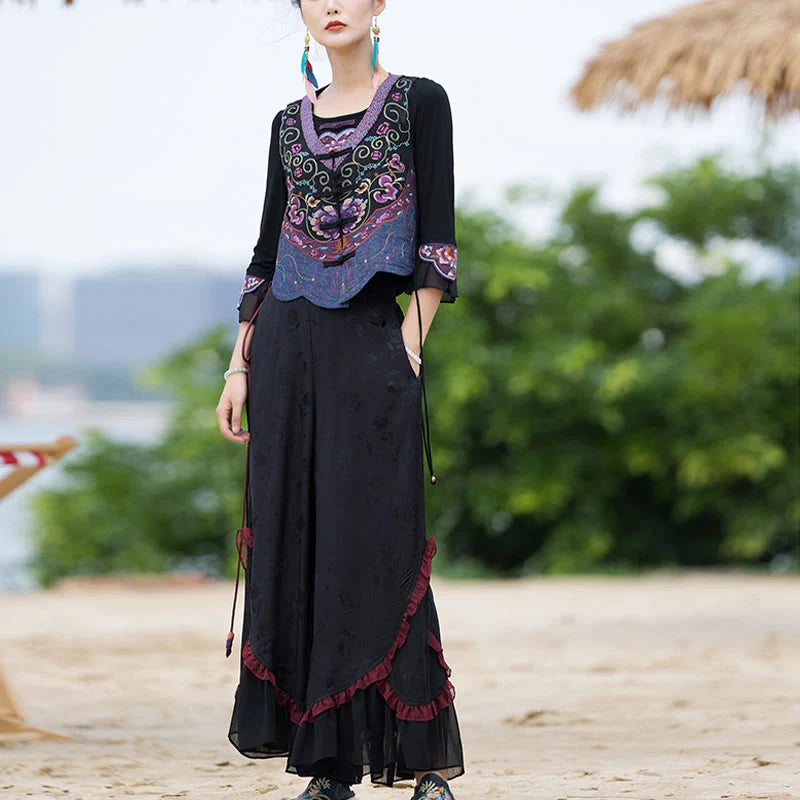 Buddha Stones Vintage Frog-Button Embroidery Purple Flower Tang Suit Design Sleeveless Vest (Extra 30% Off | USE CODE: FS30)