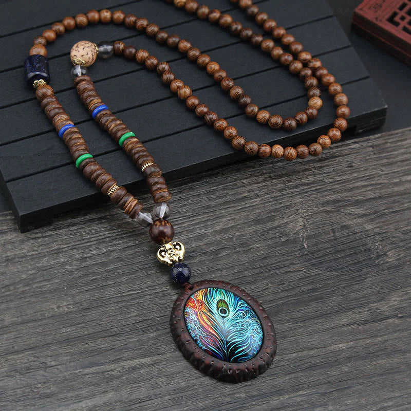 Buddha Stones Tibetan Wenge Wood Bodhi Seed Agate Elephant Protection Necklace Pendant (Extra 40% Off | USE CODE: FS40)