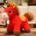 Buddha Stones Year Of The Horse Red Standing Horse Plush Doll Wealth Prosperity Home Decoration