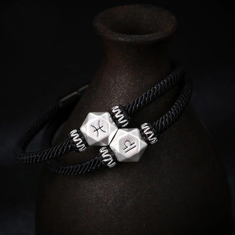 Buddha Stones 999 Sterling Silver 12 Constellations of the Zodiac Protection Handmade String Bracelet (Extra 35% Off | USE CODE: FS35)