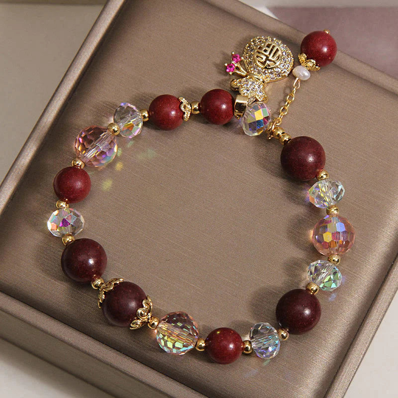 Buddha Stones Sandalwood Fu Character Lucky Fortune Money Bag Charm Protection Bracelet