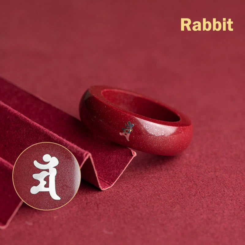 Buddha Stones Chinese Zodiac Year Of The Horse Cinnabar Blessing Ring