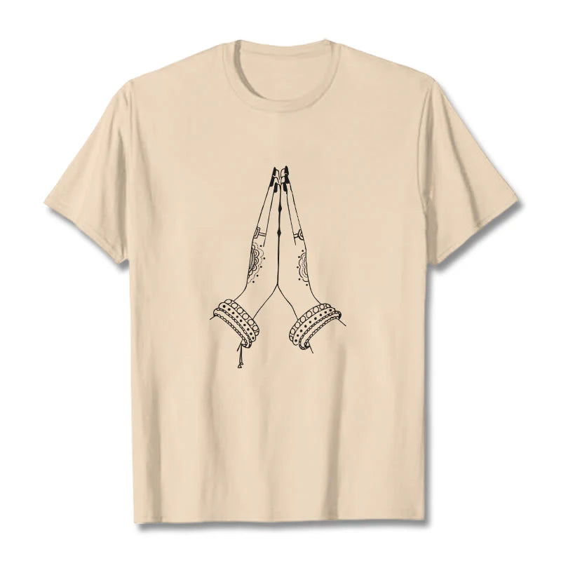 Buddha Stones Put Hands Together Prayer Design Tee T-shirt