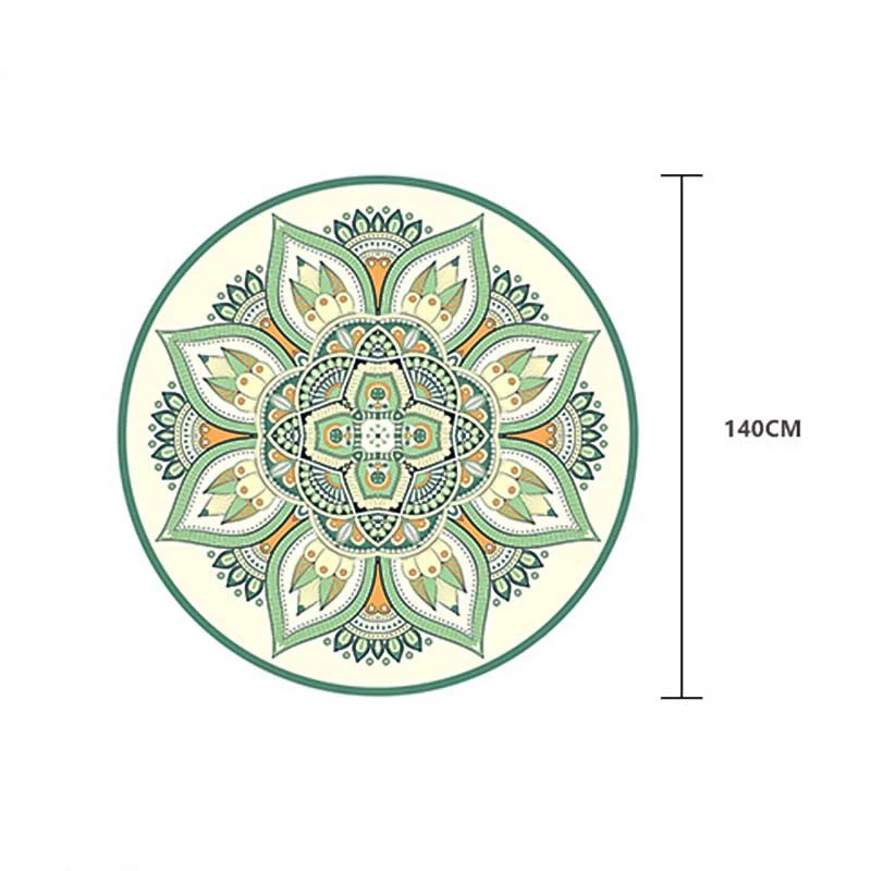 Buddha Stones Tibetan Lotus Mandala Enlightenment Foldable Natural Rubber Yoga Mat Decoration