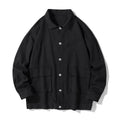 Buddha Stones Long Sleeve Button Stand Collar Design Men's Cotton Jacket Shirt With Pockets