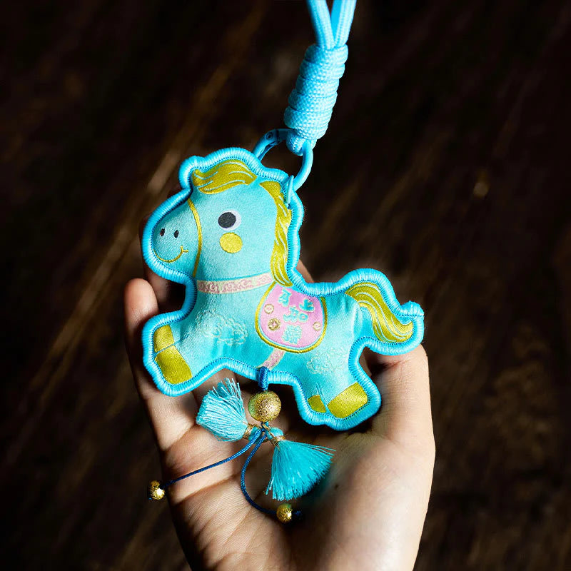 Buddha Stones Year Of The Horse Various Color Embroidery Tassel Prosperity Key Chain