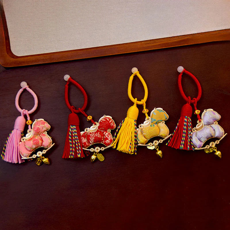 Buddha Stones Year Of The Horse Embroidery Freedom Key Chain