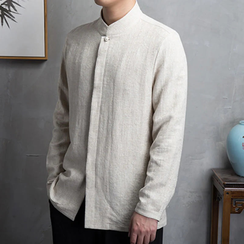 Buddha Stones Solid Color Chinese Tang Suit Jacket Men Clothing