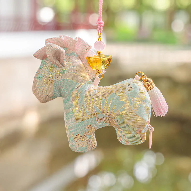 Buddha Stones Year Of The Horse Red String Tassel Embroidery Hanging Decoration