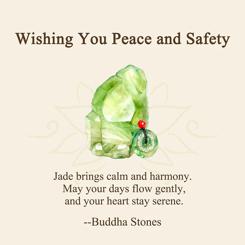 Buddha Stones Wishing You Peace and Safety Peace Buckle Jade Necklace Includes Gift Message Card