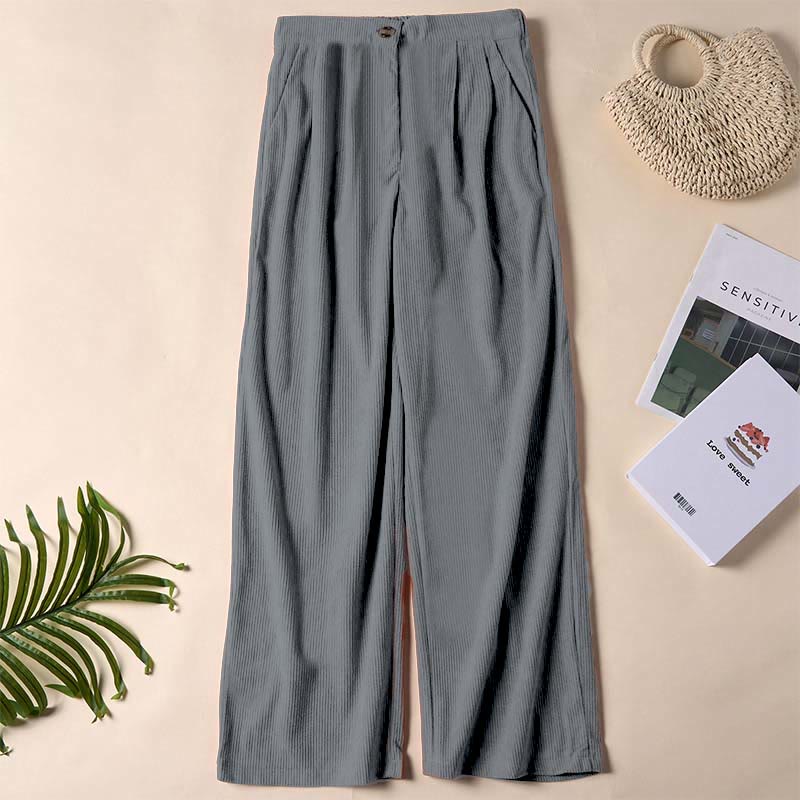 Buddha Stones Casual Corduroy Straight-leg Women's Pants With Pockets