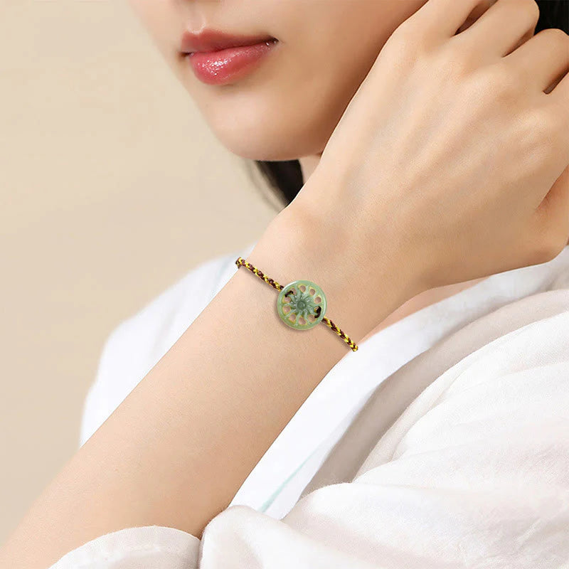 Buddha Stones Jade Sun Braided Rope Abundance Bracelet