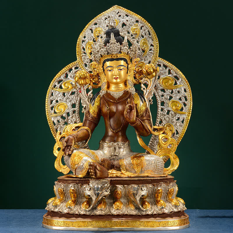 Buddha Stones Bodhisattva Green Tara Hope Copper Statue Decoration