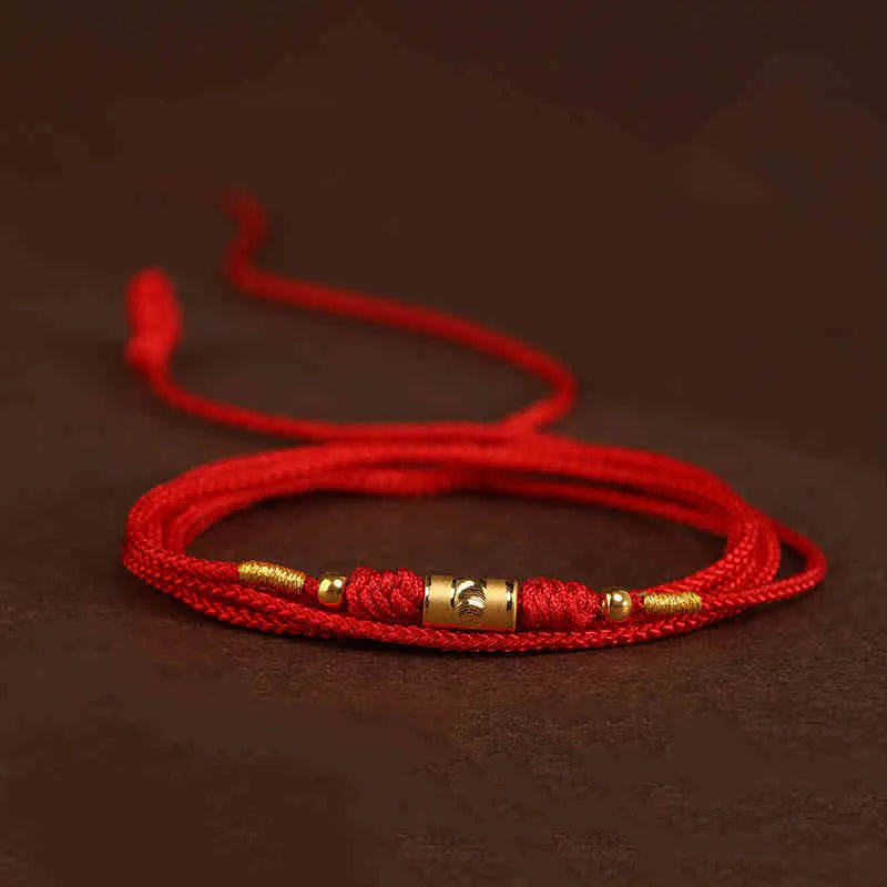 Buddha Stone 999 Solid Gold Red String Belly Chain