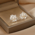 Buddha Stones Natural Pearl Copper Flower Healing Stud Earrings