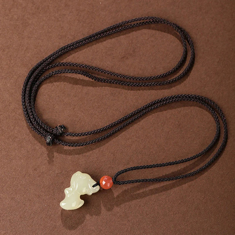 Buddha Stones Chinese Zodiac Year Of The Horse Jade South Red Agate Prosperity Necklace Pendants