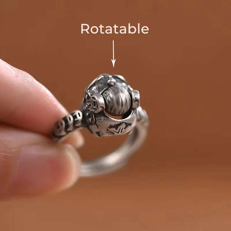 Buddha Stones Lucky FengShui PiXiu Copper Coin Rotatable Ring