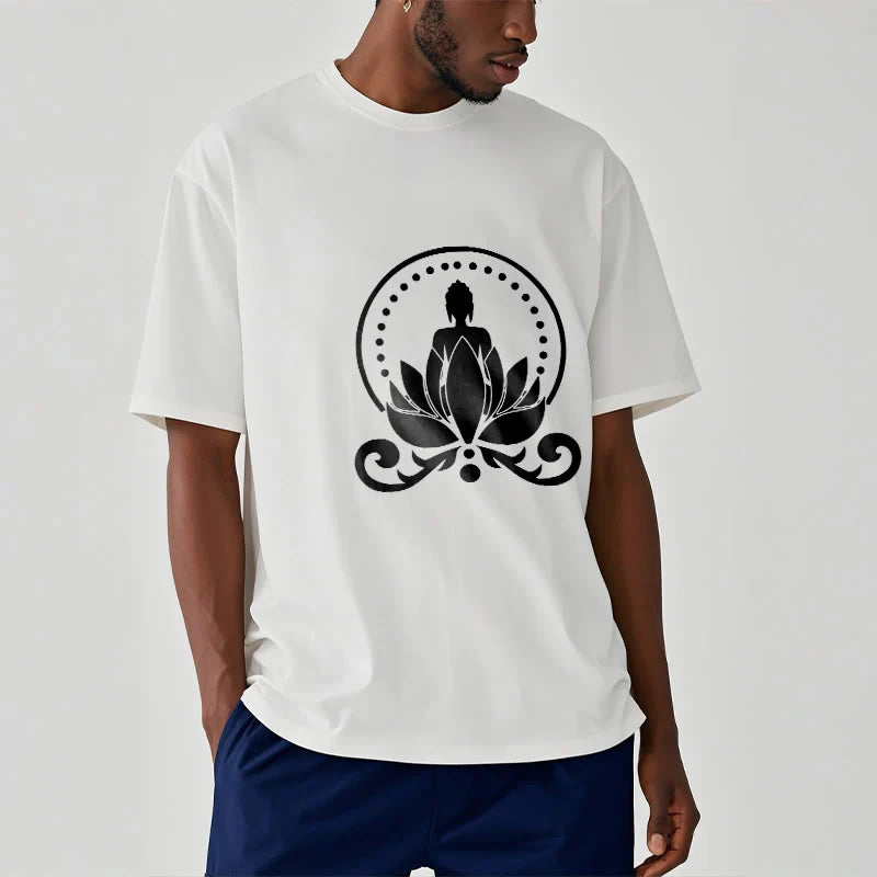 Buddha Stones Meditation Buddha Seated On A Lotus Flower Tee T-shirt