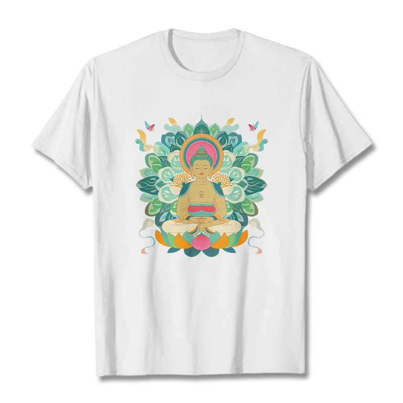 Buddha Stones Butterfly Lotus Buddha-Inspired Tee T-shirt