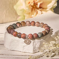 Buddha Stones 925 Sterling Silver Lotus Design Picasso Jasper Positive Bracelet