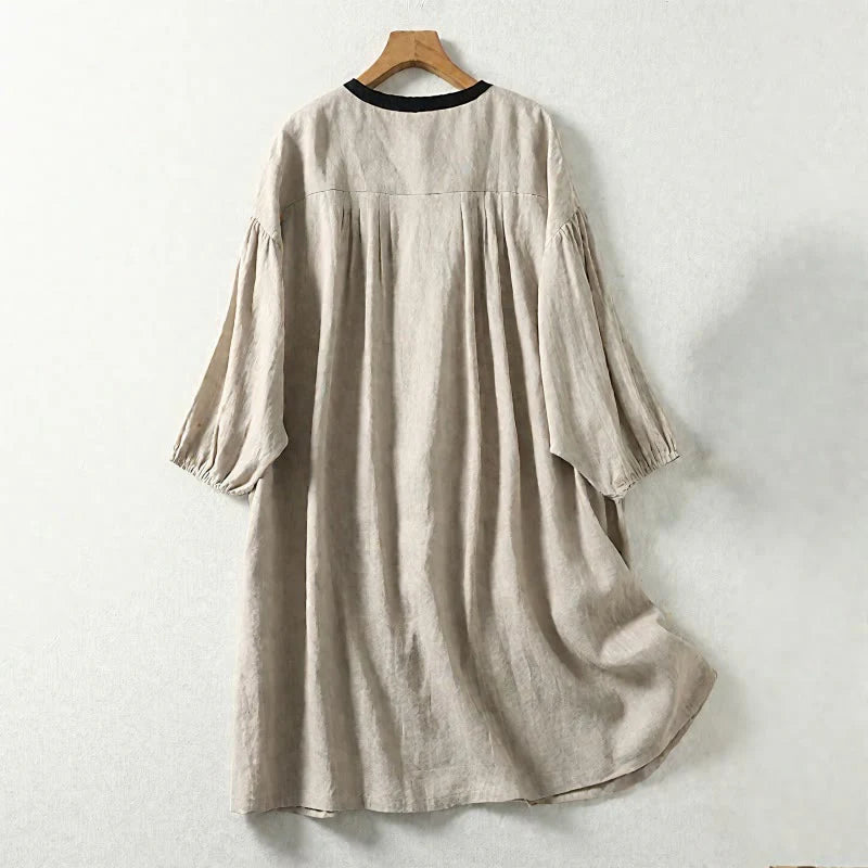 Buddha Stones Buttons Design Women's Long Sleeve Coat With Pockets