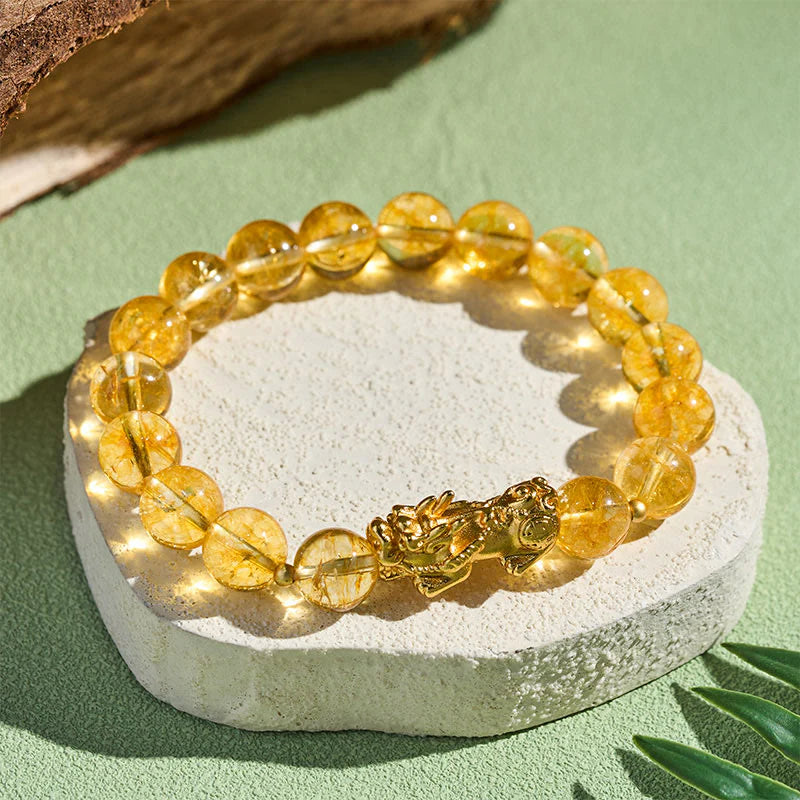 Buddha Stones Natural Citrine PiXiu Prosperity Protection Bracelet