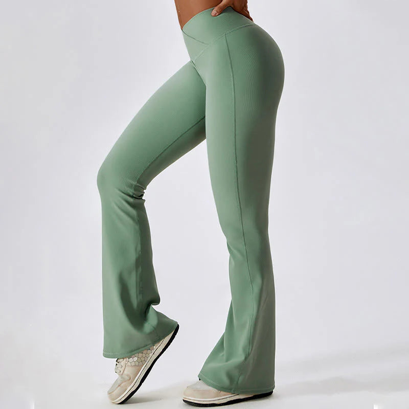 Buddha Stones Sleeveless Crop Tank Top Flared Pants Sports Fitness Yoga