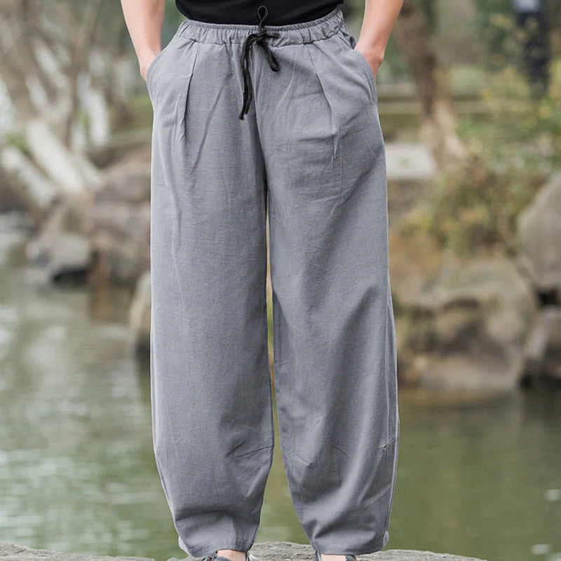 Buddha Stones Plain Casual Bloomer Men's Pants With Pockets