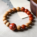 Buddha Stones Lacquer Craft Bead Sandalwood South Red Agated Protection Bracelet