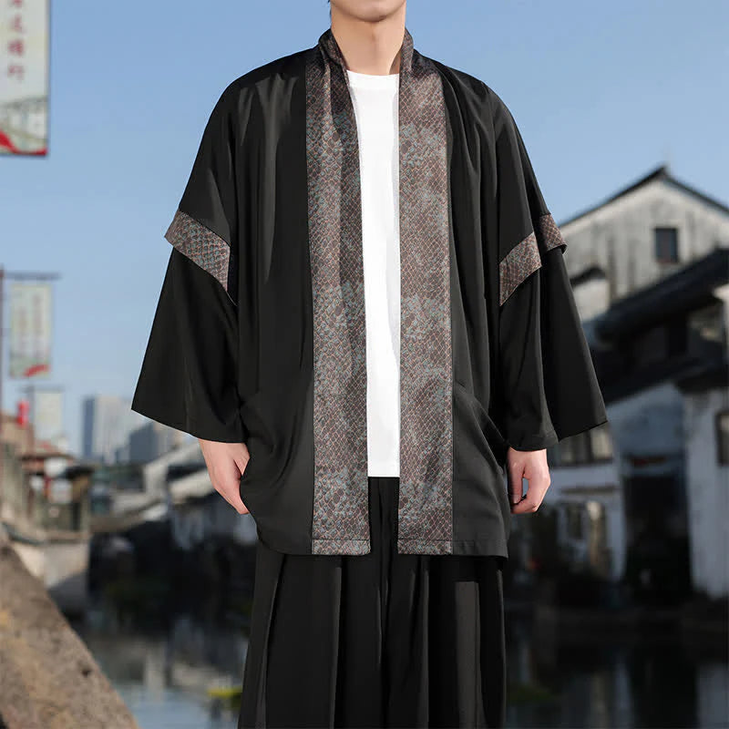 Buddha Stones Summer Casual Zen Lapel Collar Men's Elbow-Length Sleeve Kimono