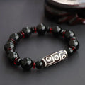 Buddha Stones Black Onyx Nine-Eye Dzi Bead Wealth Protection Bracelet