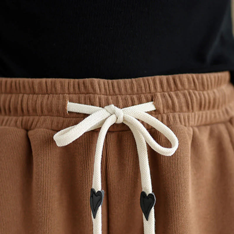 Buddha Stones Solid Color Drawstring Women's Wide Leg Pants With Pockets