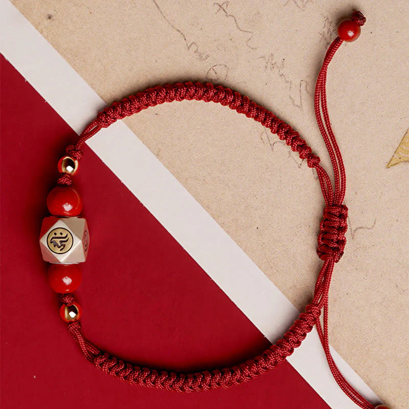 Buddha Stones Handmade 925 Sterling Silver Chinese Zodiac Natal Buddha Cinnabar Calm Braided Bracelet