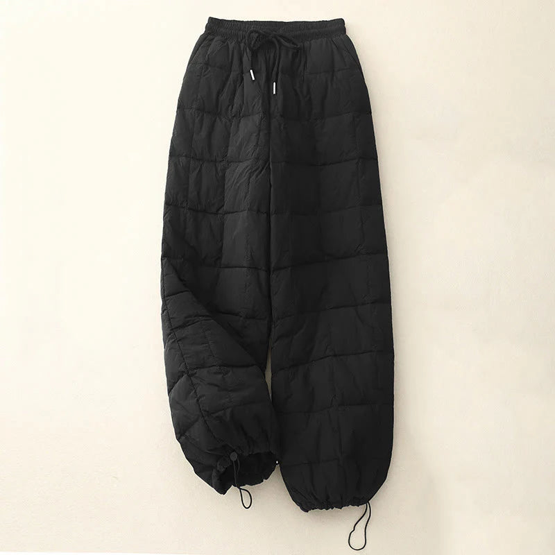 Buddha Stones Winter Drawstring Leg Opening Design Women's Cotton Pants With Pockets