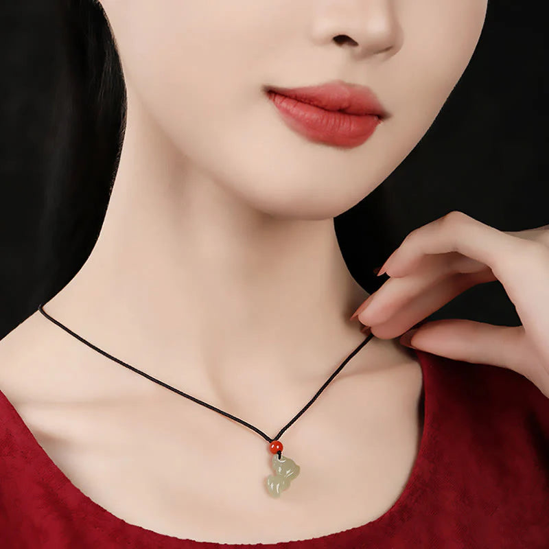 Buddha Stones Chinese Zodiac Year Of The Horse Jade South Red Agate Prosperity Necklace Pendants