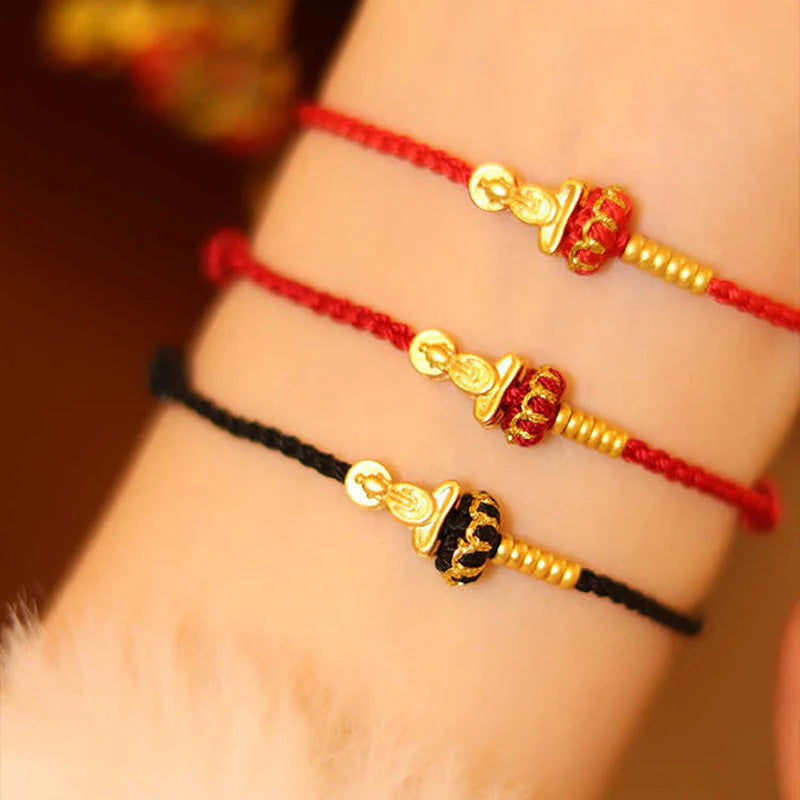 Buddha Stones Formless Buddha Lotus Knot Red String Protection Braided Bracelet
