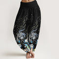 Buddha Stones Cotton Starry Sky Koi Fish Lotus Waves Pattern Women's Elastic Waist Harem Pants