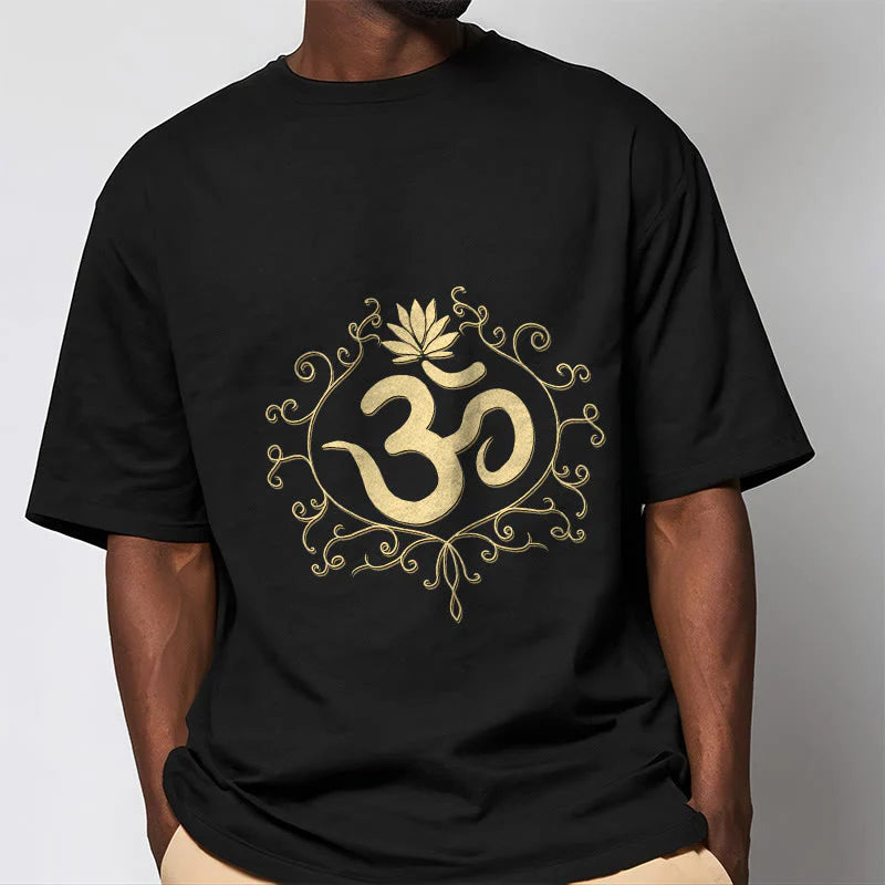 Buddha Stones Om Symbol Vines Lotus Flower Tee T-shirt