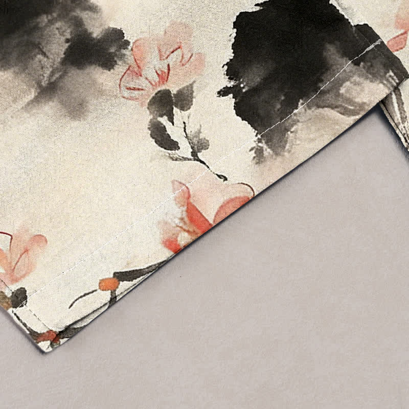 Buddha Stones Pure Cotton Butterfly Flowers Pattern Print Women's Pants With Pockets