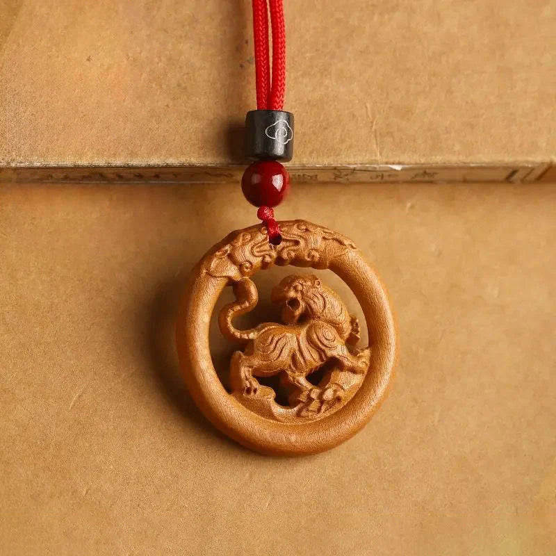 Buddha Stones Peach Wood Chinese Zodiac Year Of The Horse Ward Off Evil Spirits Necklace Pendants