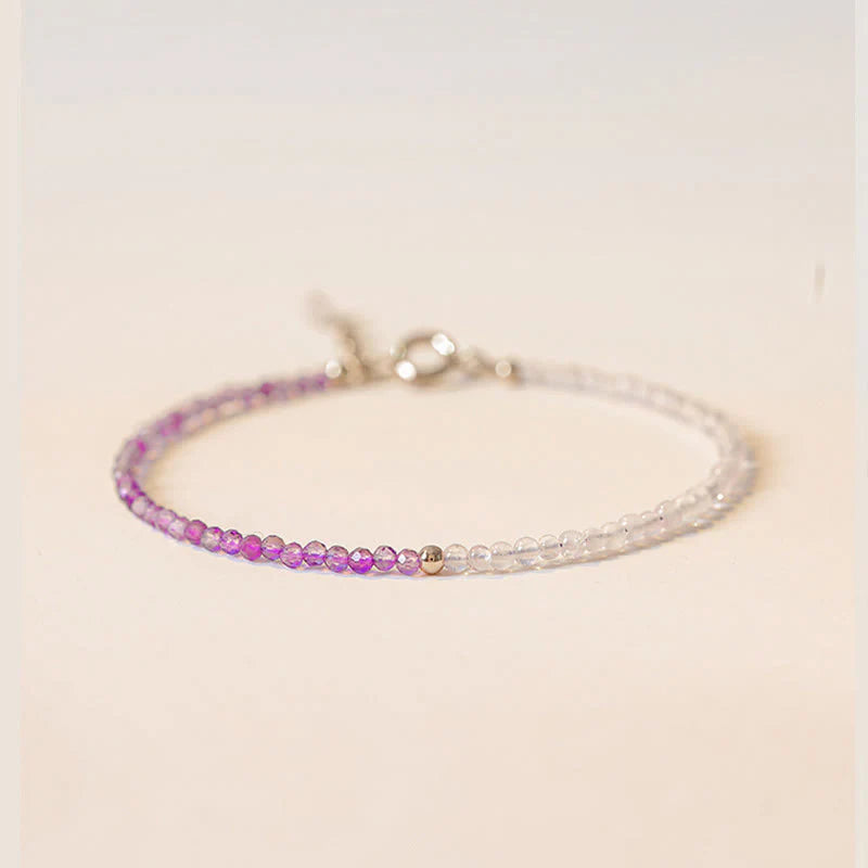 Buddha Stones 2.5mm Natural Amethyst Ultra-thin Beads 14k Gold Plated Copper Inner Peace Bracelet