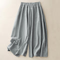 Buddha Stones Plain LightSteelBlue Women's Wide Leg Cotton Linen Pants With Pockets