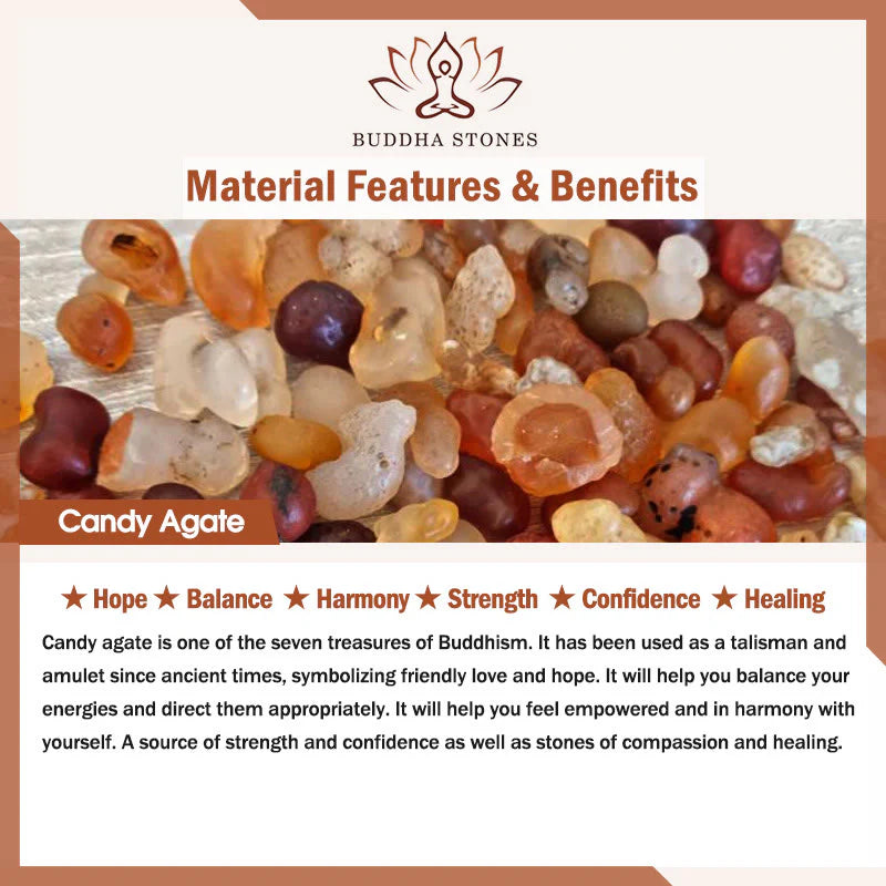 Buddha Stones Natural Colorful Candy Agate Golden Lotus Pod Healing Bracelet