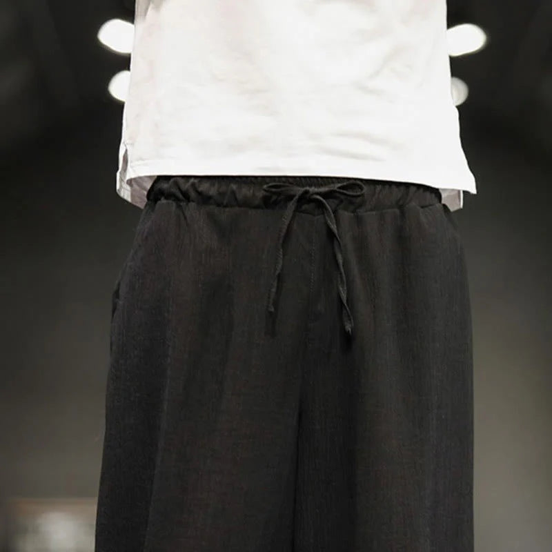 Buddha Stones Summer Solid Men's Cropped Pants With Pockets